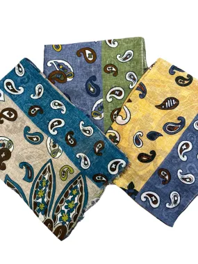 Altea Italian Linen Blend Scarf Paisley Block Print