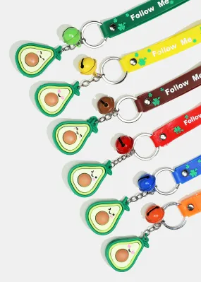 Avocado "FOLLOW ME" Keychain with Bell