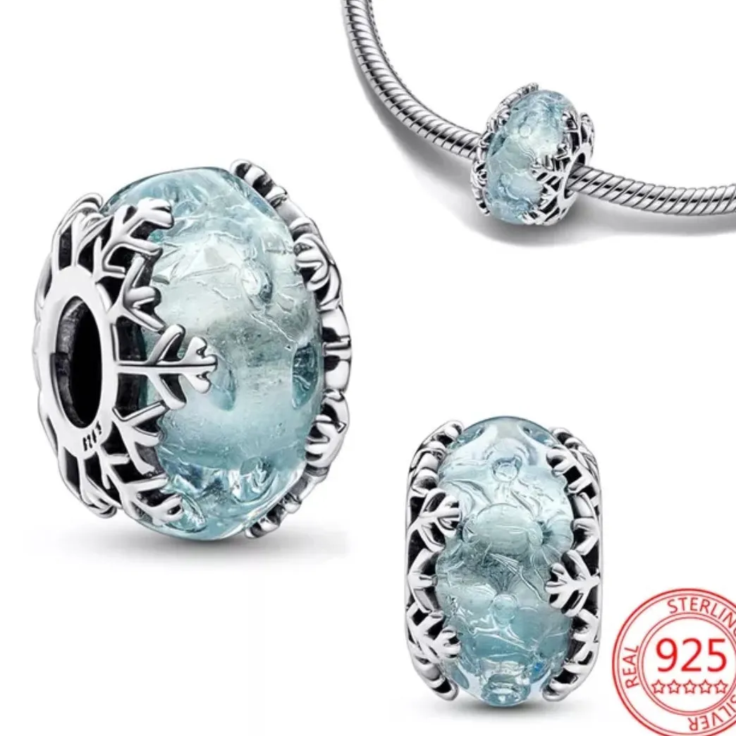Beautiful Snowflake Bead Charm - 925 Sterling Silver