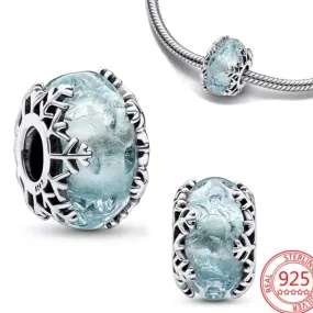 Beautiful Snowflake Bead Charm - 925 Sterling Silver