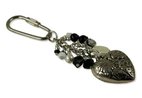 Black and White Heart Charm Keychain