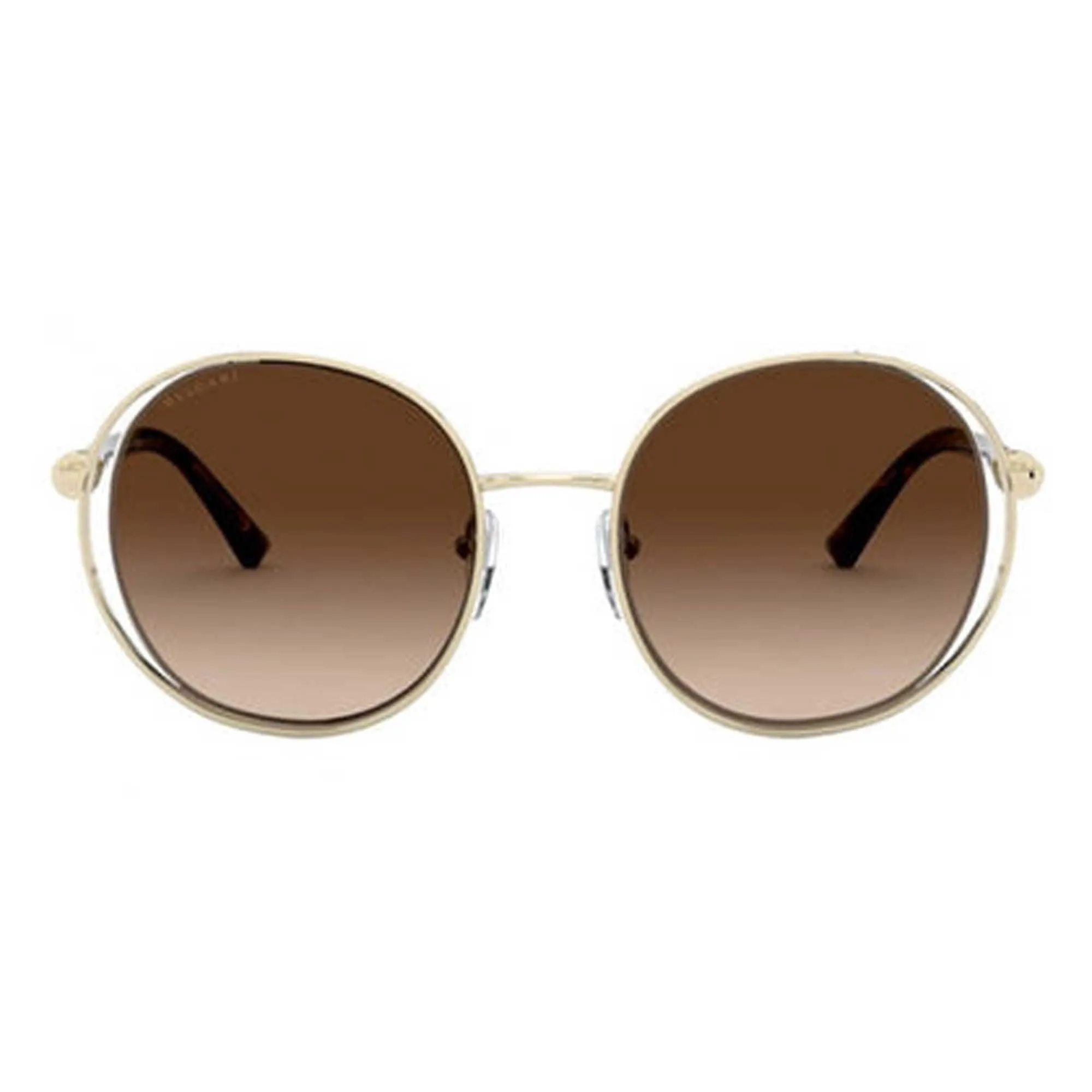 Bvlgari Women's Sunglasses - Pale Gold Round Frame Brown Gradient Lens | BV6135 278/13