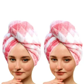 Capri High Absorbent Hair Towel (Pink) - Set Of Two