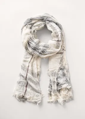 CHARLOTTE BAMBOO CHECK SCARF - PALE GREY
