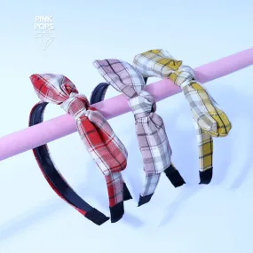 Checked Knotted Bow Headbands