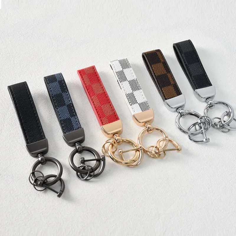 Classic Trendy Old Flower Leather Car Key Chain High Quality Car Key Chain Anti-lost Accessories Pendant Factory Direct Sales