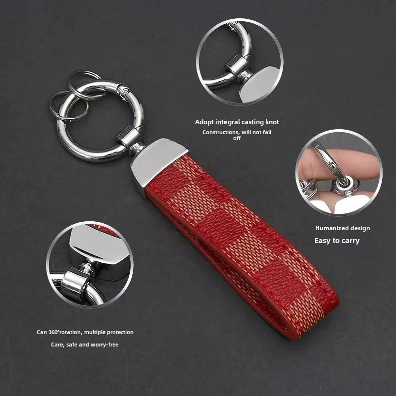 Classic Trendy Old Flower Leather Car Key Chain High Quality Car Key Chain Anti-lost Accessories Pendant Factory Direct Sales