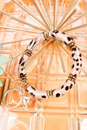 Crystal Avenue Leopard Tube Bead Bracelet Keychain