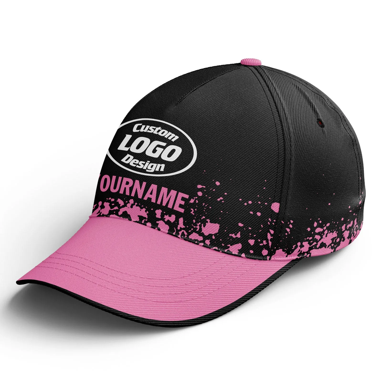 Custom Black Pink Hat Sport Design Cap Stitched Adjustable Personalized YW061-D020231-5