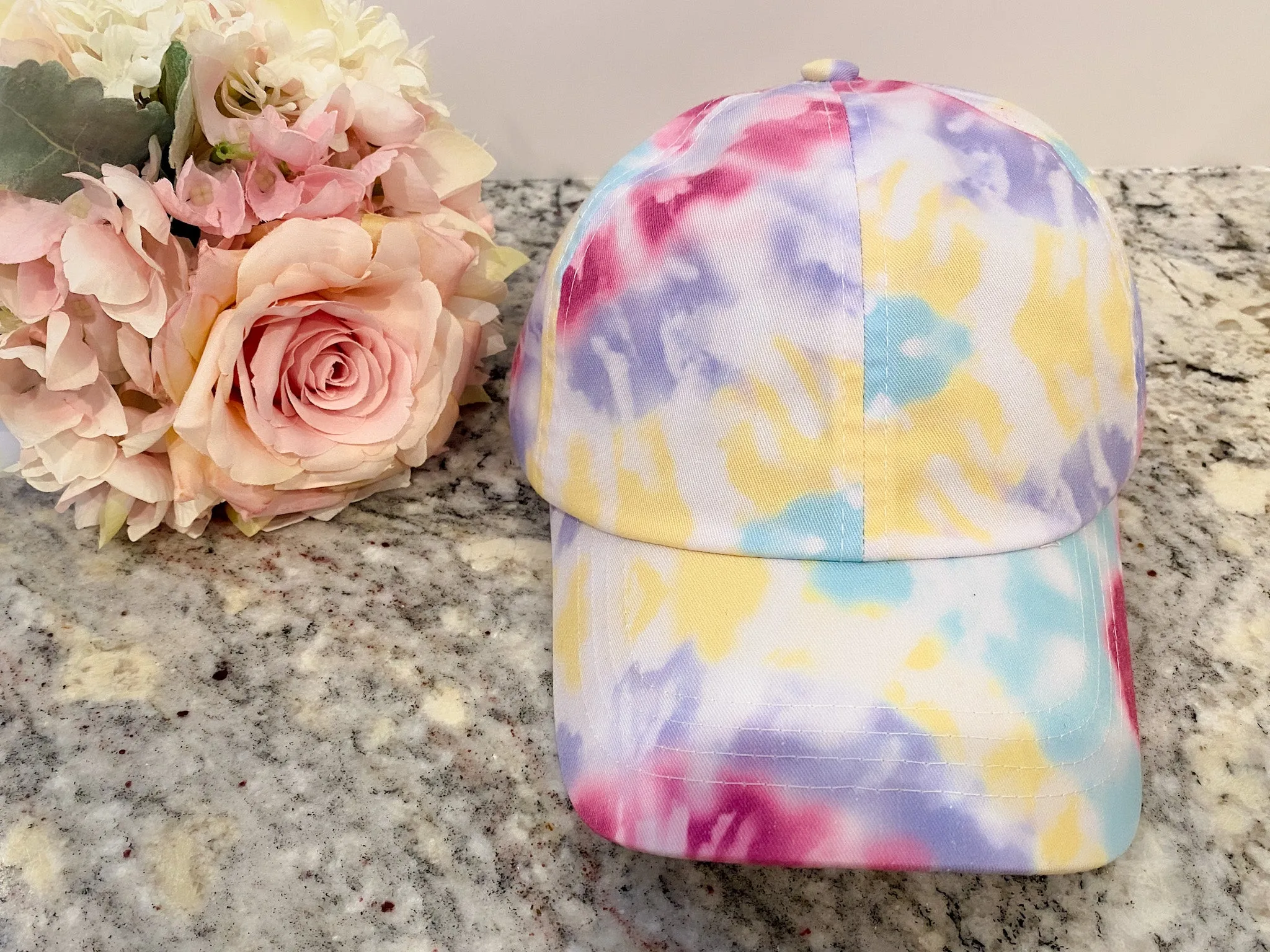 Dawn Tie Dye Baseball Hat in Fuchsia