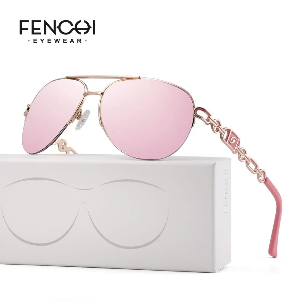FENCHI  Modern Trendy Aviator Style Mirrored Sunglasses