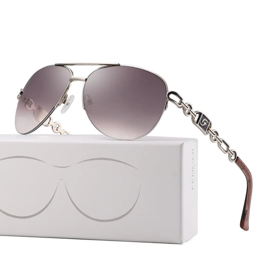 FENCHI  Modern Trendy Aviator Style Mirrored Sunglasses