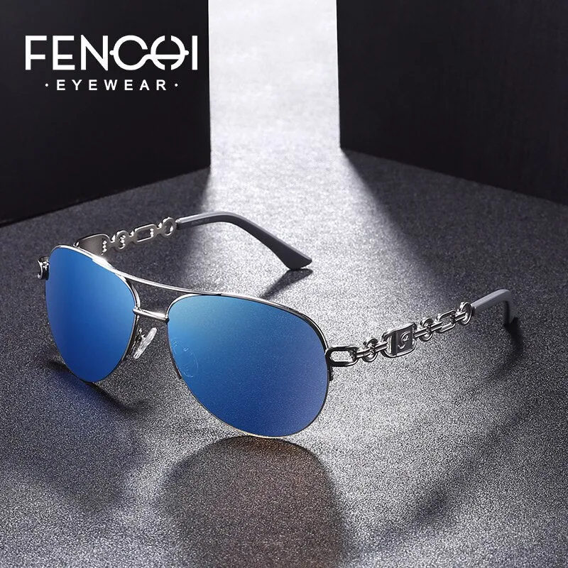 FENCHI  Modern Trendy Aviator Style Mirrored Sunglasses