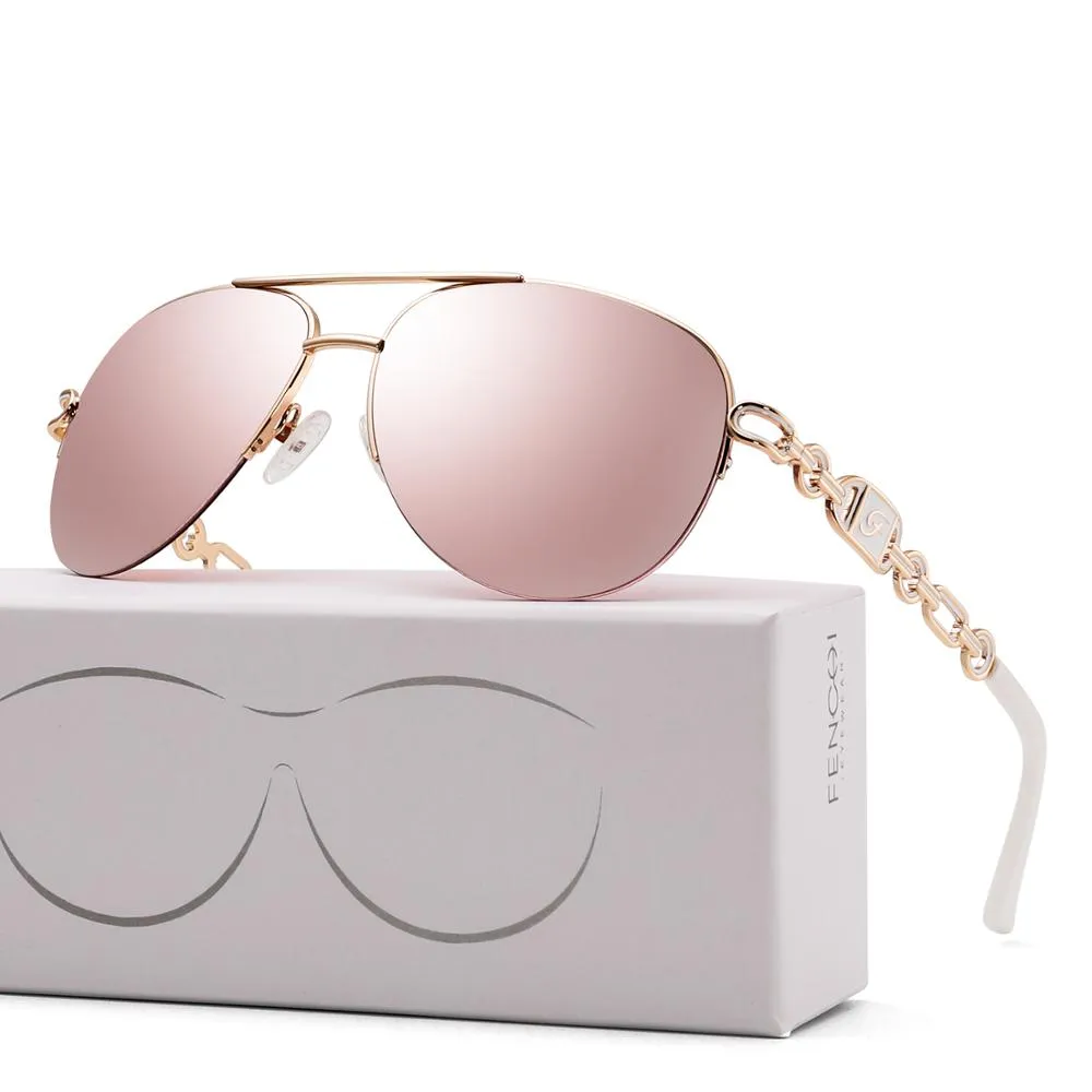 FENCHI  Modern Trendy Aviator Style Mirrored Sunglasses