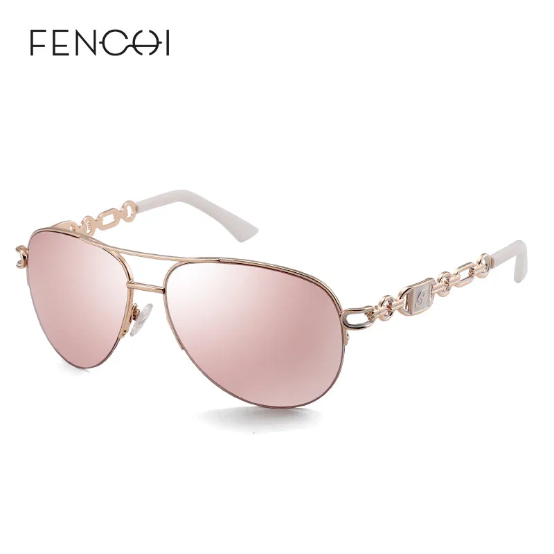 FENCHI  Modern Trendy Aviator Style Mirrored Sunglasses