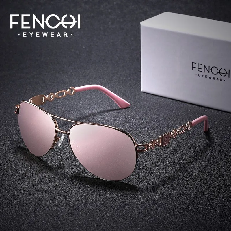 FENCHI  Modern Trendy Aviator Style Mirrored Sunglasses