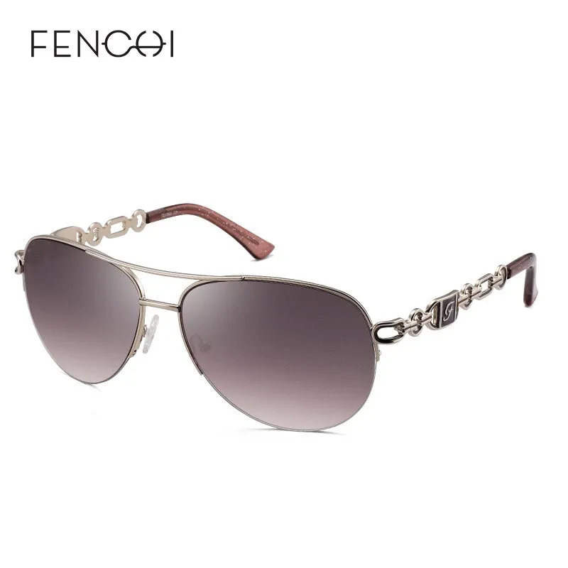 FENCHI  Modern Trendy Aviator Style Mirrored Sunglasses