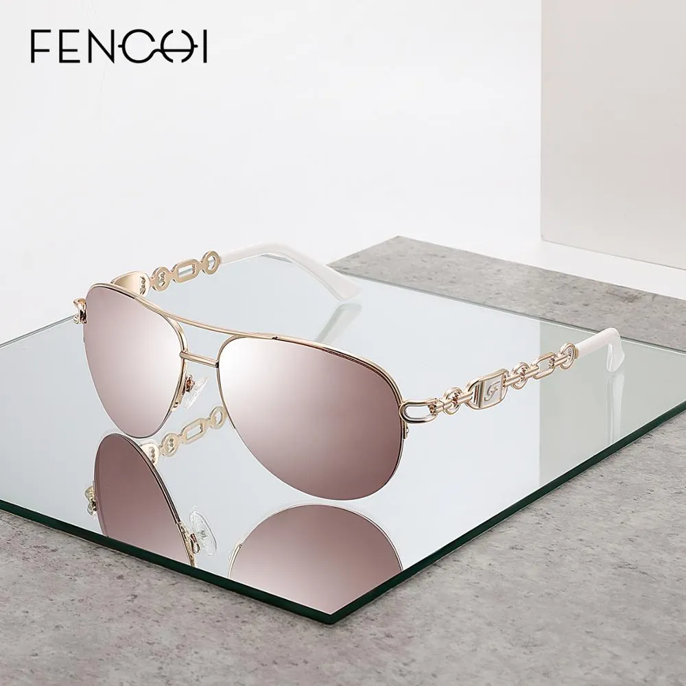FENCHI  Modern Trendy Aviator Style Mirrored Sunglasses