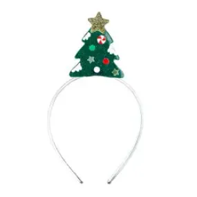 Green Christmas tree glitter headband
