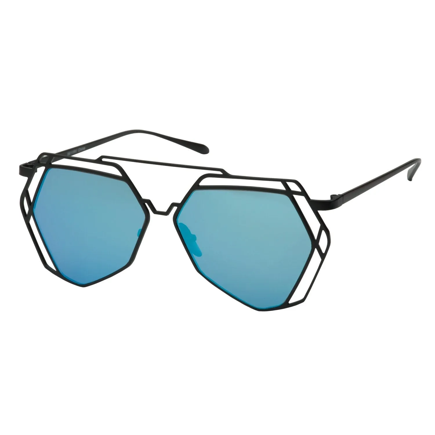 grinderPUNCH Women's Mirrored Heptagon Flat Lens Sunglasses