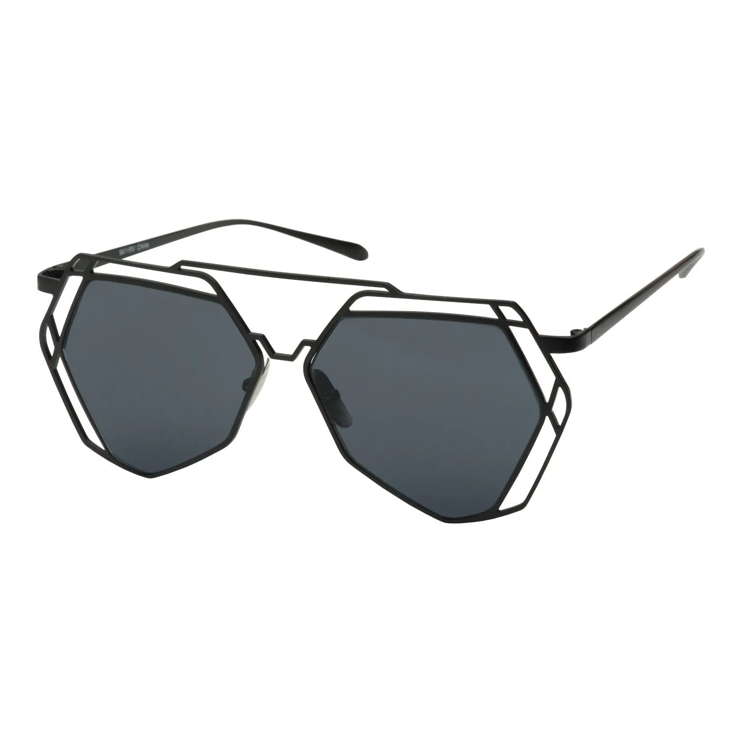 grinderPUNCH Women's Mirrored Heptagon Flat Lens Sunglasses