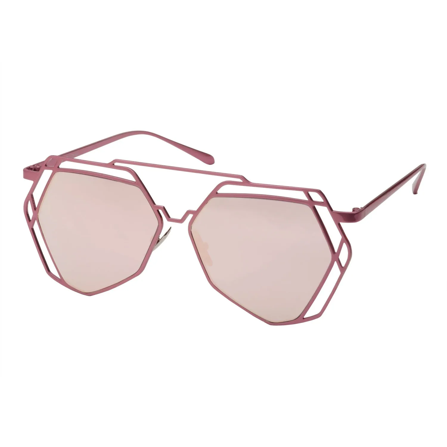 grinderPUNCH Women's Mirrored Heptagon Flat Lens Sunglasses