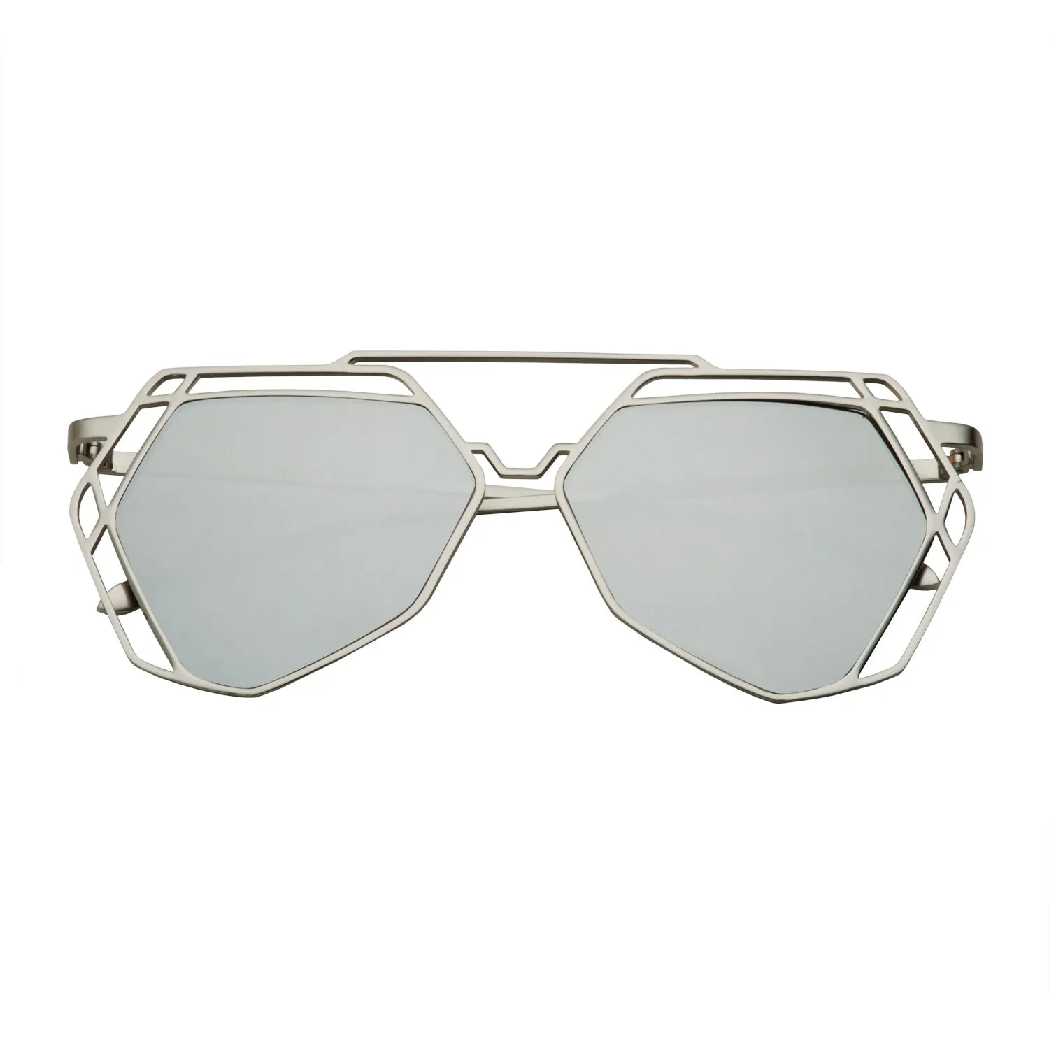 grinderPUNCH Women's Mirrored Heptagon Flat Lens Sunglasses