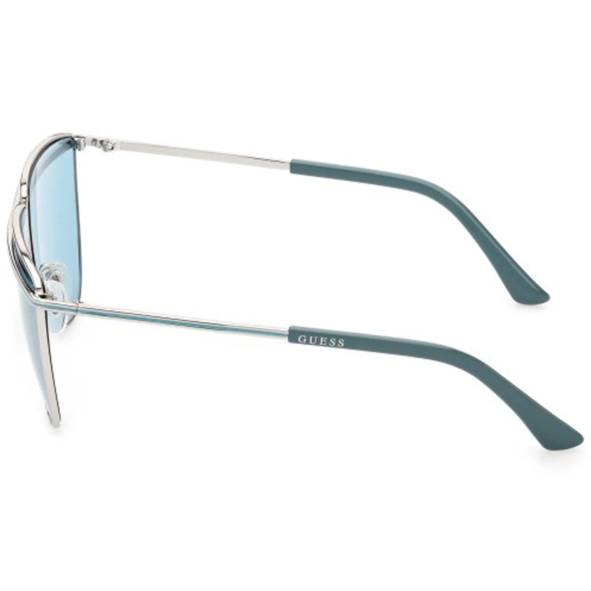 Guess Women's Sunglasses - Full Rim Silver and Blue Pilot Shape Frame | GU7852 10V