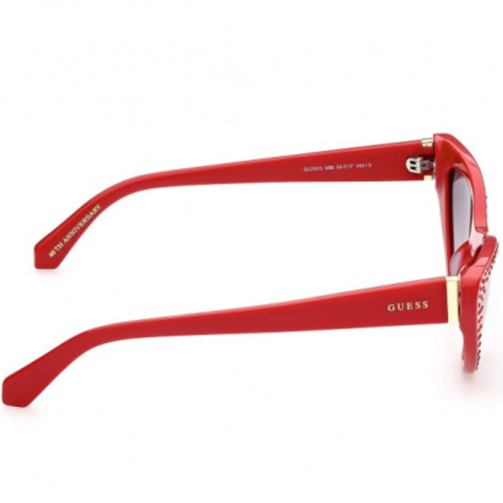 Guess Women's Sunglasses - Grey Plastic Lens Red Plastic Cat Eye Frame | GU7810 68B