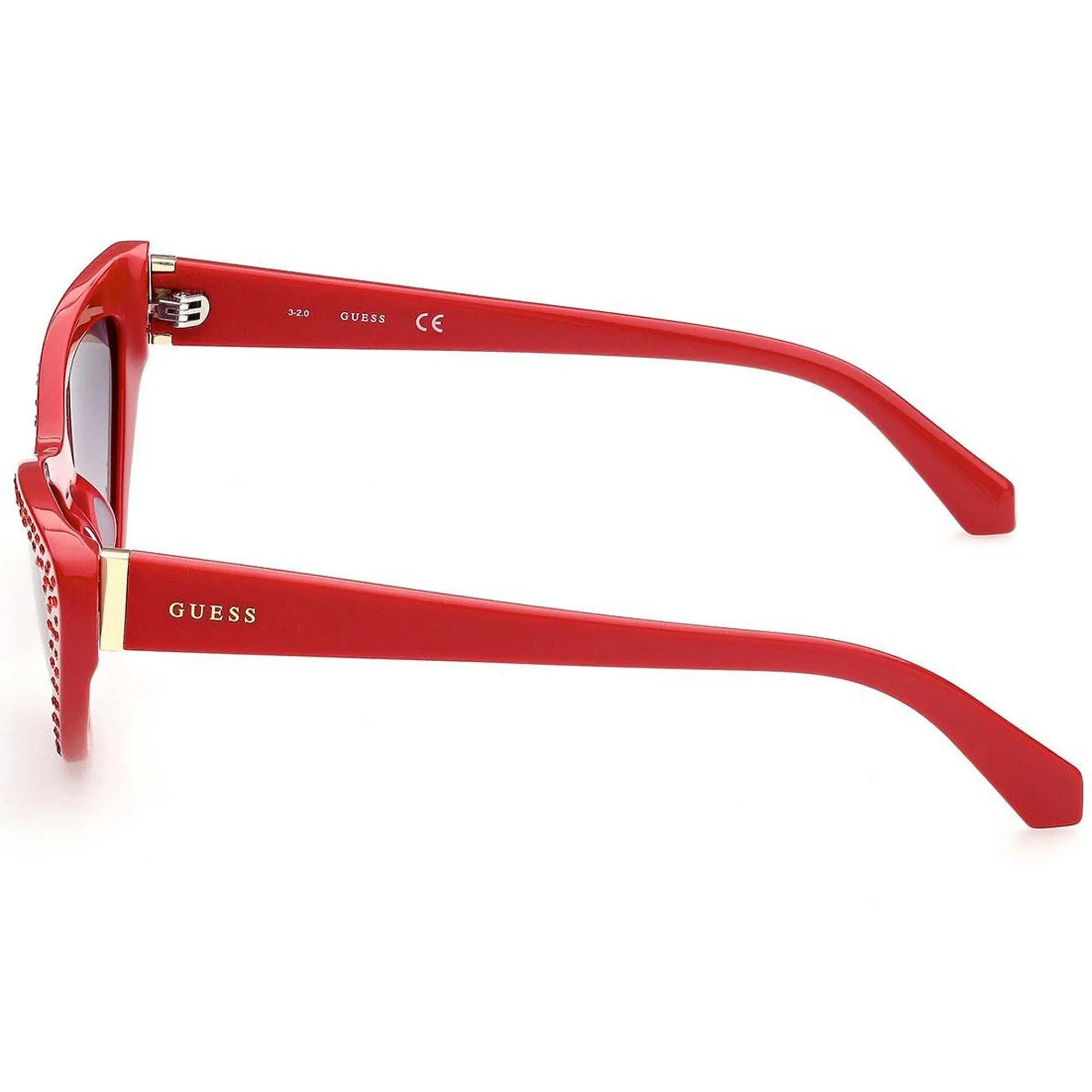 Guess Women's Sunglasses - Grey Plastic Lens Red Plastic Cat Eye Frame | GU7810 68B