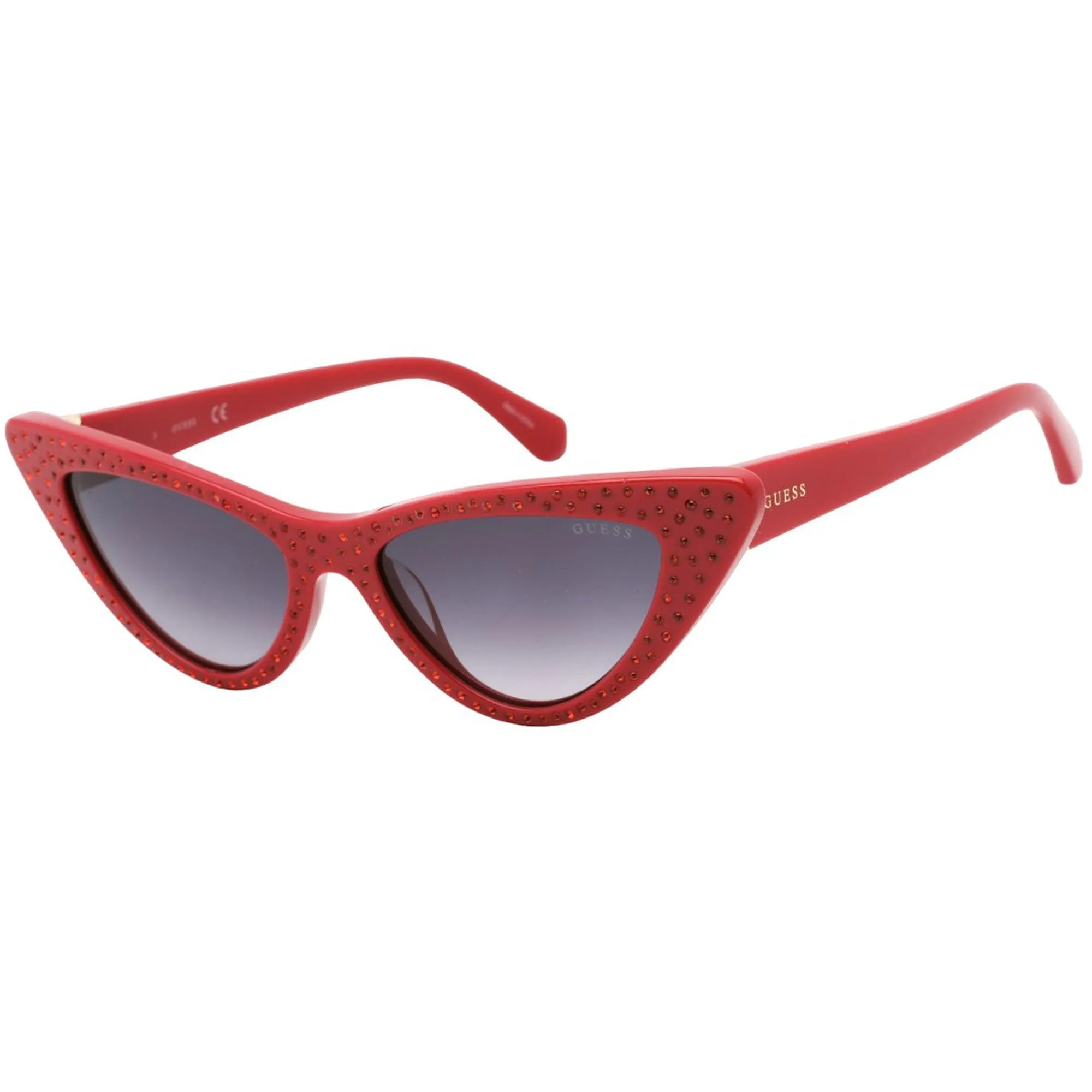 Guess Women's Sunglasses - Grey Plastic Lens Red Plastic Cat Eye Frame | GU7810 68B