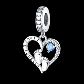 I Love You Baby Feet Charm - 925 Sterling Silver