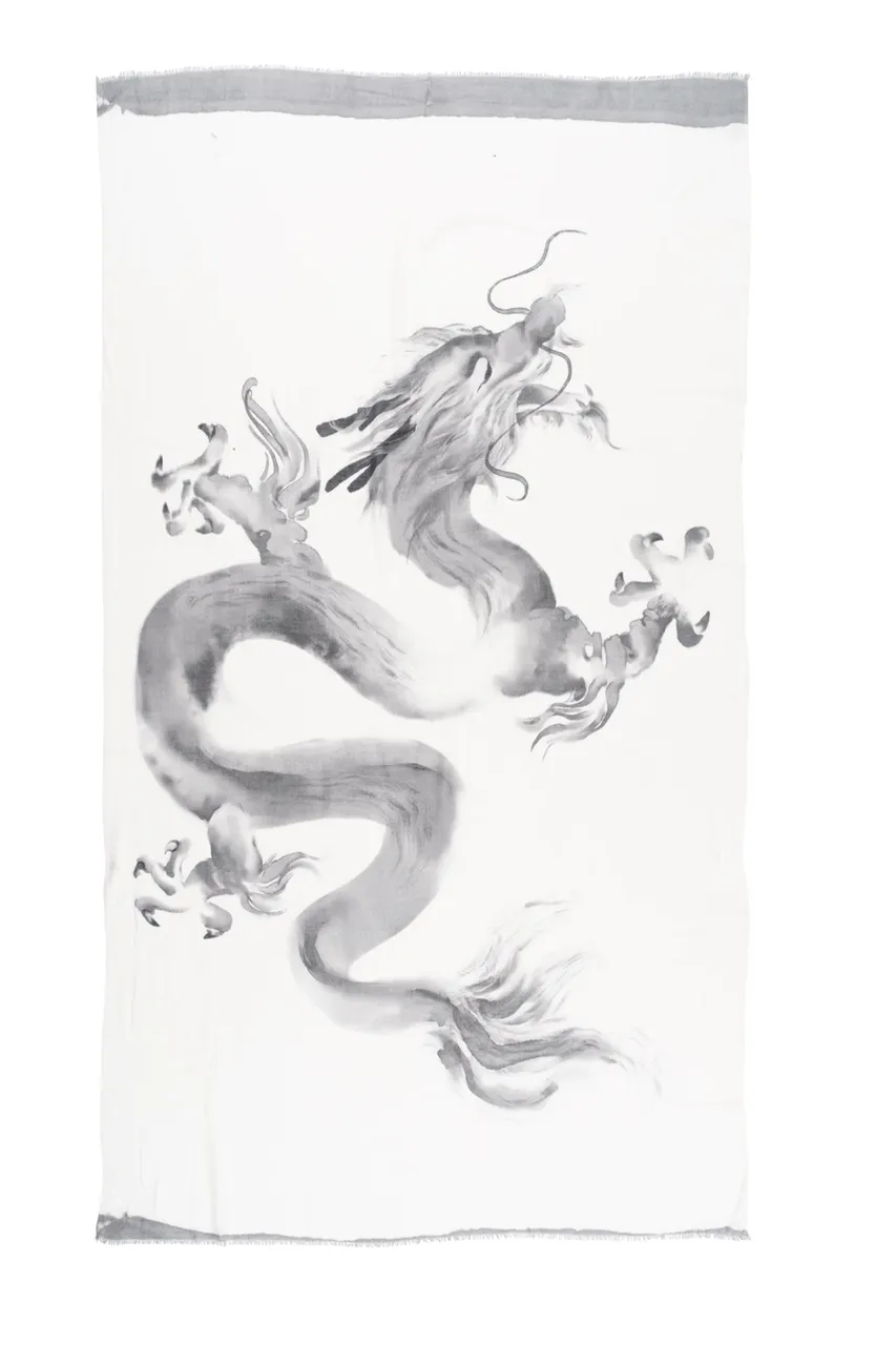 Ink Dragon Printed Scarf