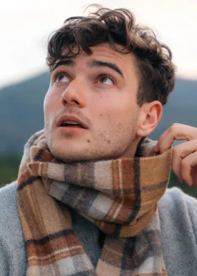 John Hanly Lambswool Scarf | Silver Grey Plaid