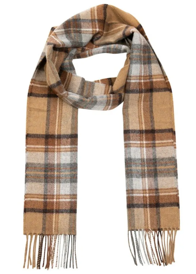 John Hanly Lambswool Scarf | Silver Grey Plaid