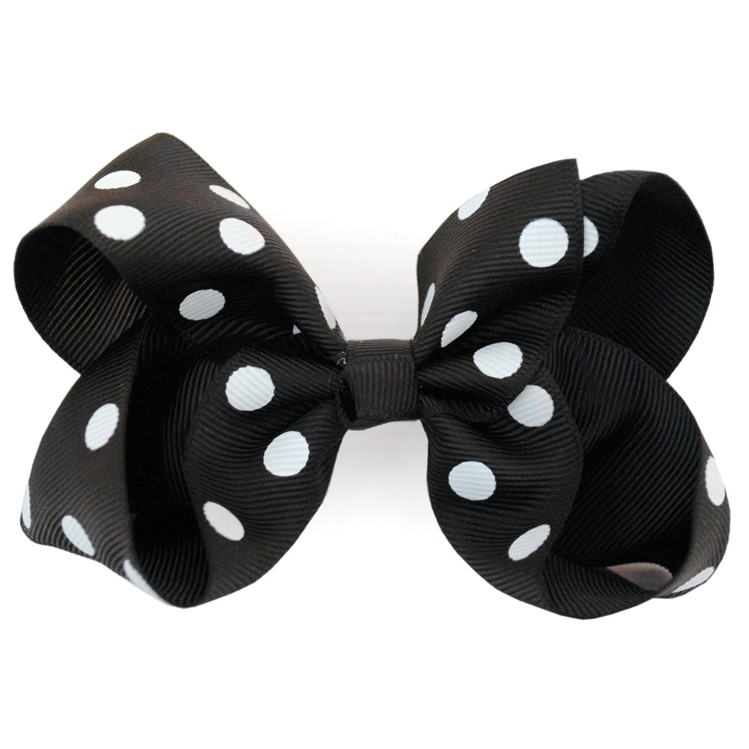 Large Boutique Hair Bow In Dotty Spotty Grosgrain Ribbon