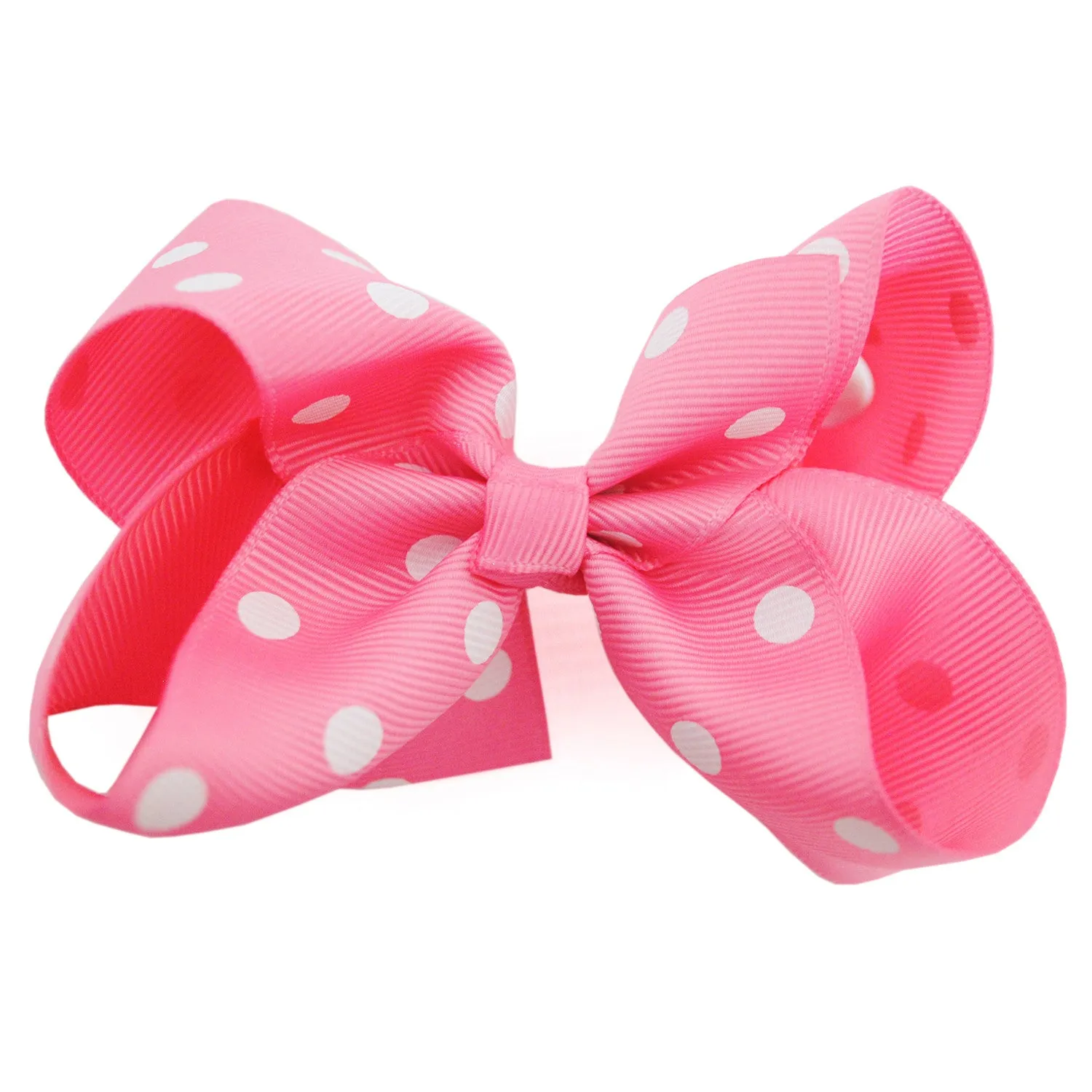 Large Boutique Hair Bow In Dotty Spotty Grosgrain Ribbon