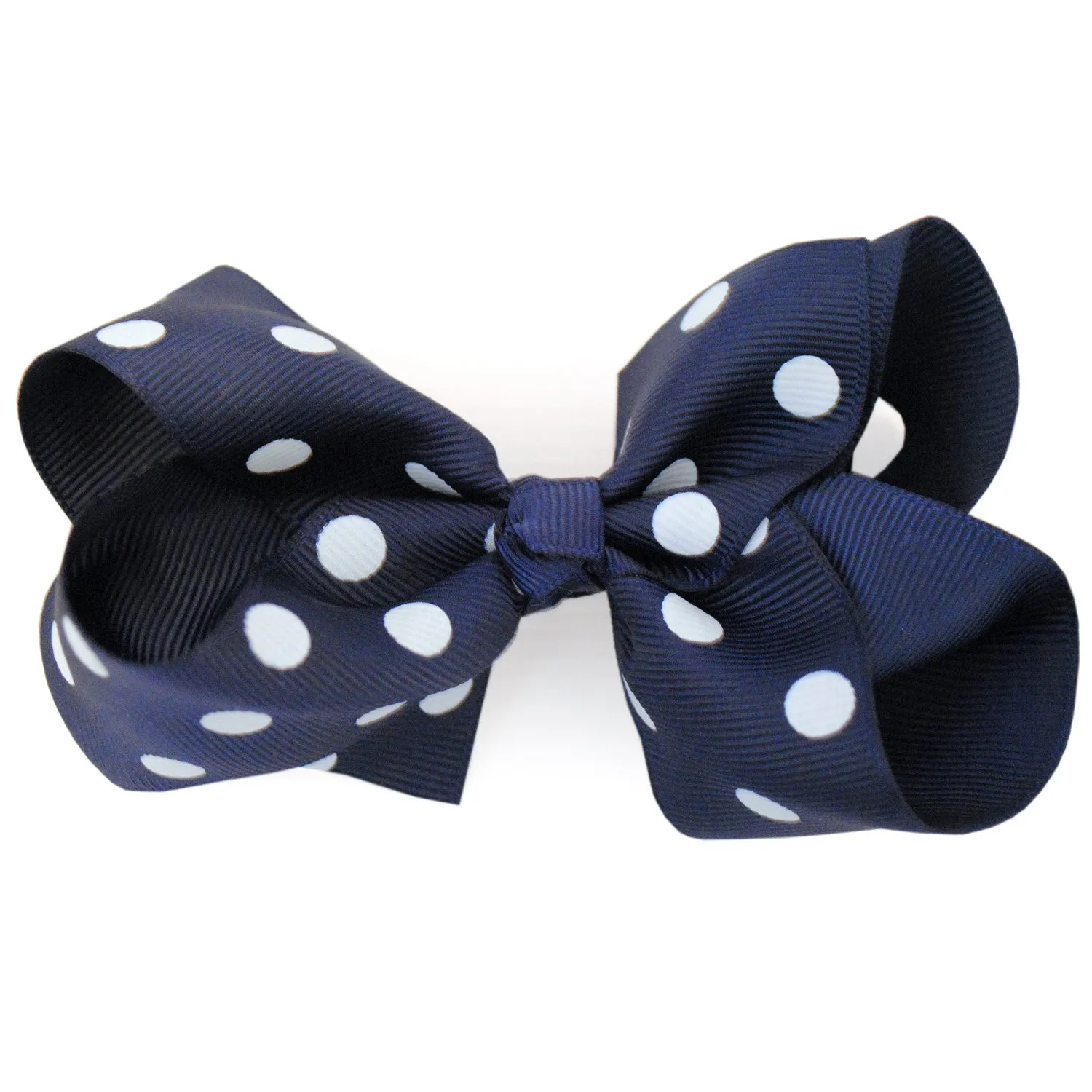 Large Boutique Hair Bow In Dotty Spotty Grosgrain Ribbon
