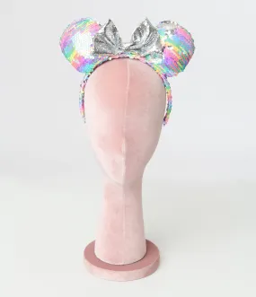 Minnie Mouse Pastel Rainbow Sequin Plush Headband