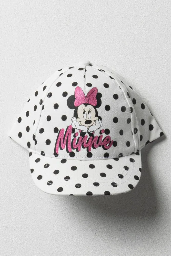 Minnie Mouse Peak Cap Polka Dot White