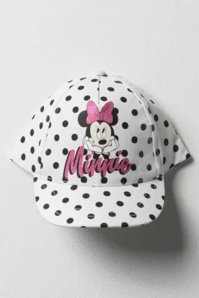 Minnie Mouse Peak Cap Polka Dot White