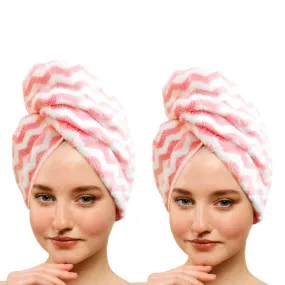 Neriah High Absorbent Hair Towel (Pink) - Set Of Two