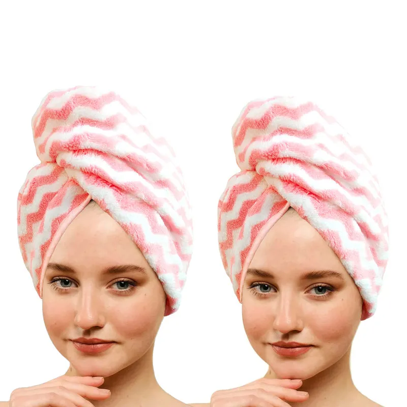 Neriah High Absorbent Hair Towel (Pink) - Set Of Two