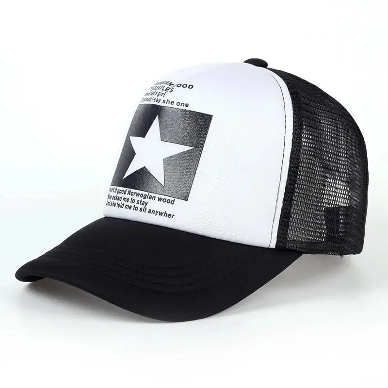New five-pointed star printed baseball cap spring summer breathable net caps men women outdoor sun shade hat adjustable wild hat