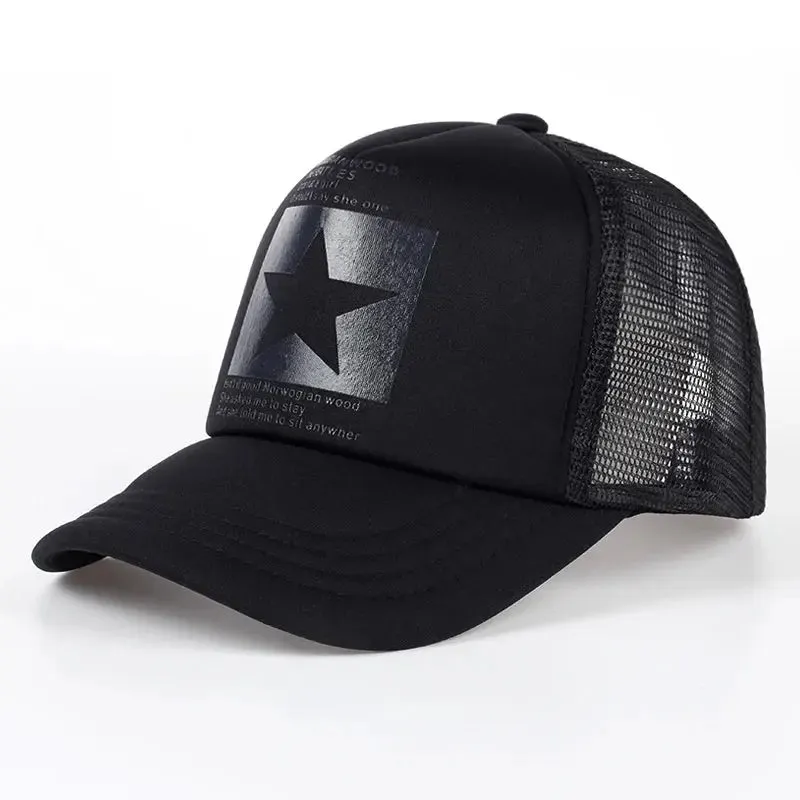 New five-pointed star printed baseball cap spring summer breathable net caps men women outdoor sun shade hat adjustable wild hat