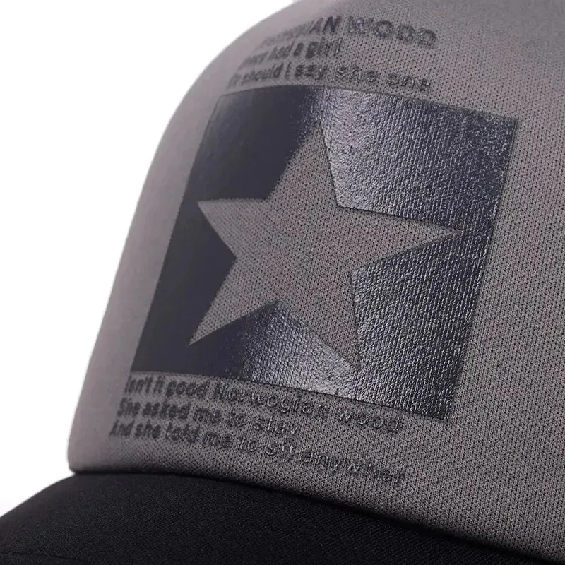 New five-pointed star printed baseball cap spring summer breathable net caps men women outdoor sun shade hat adjustable wild hat