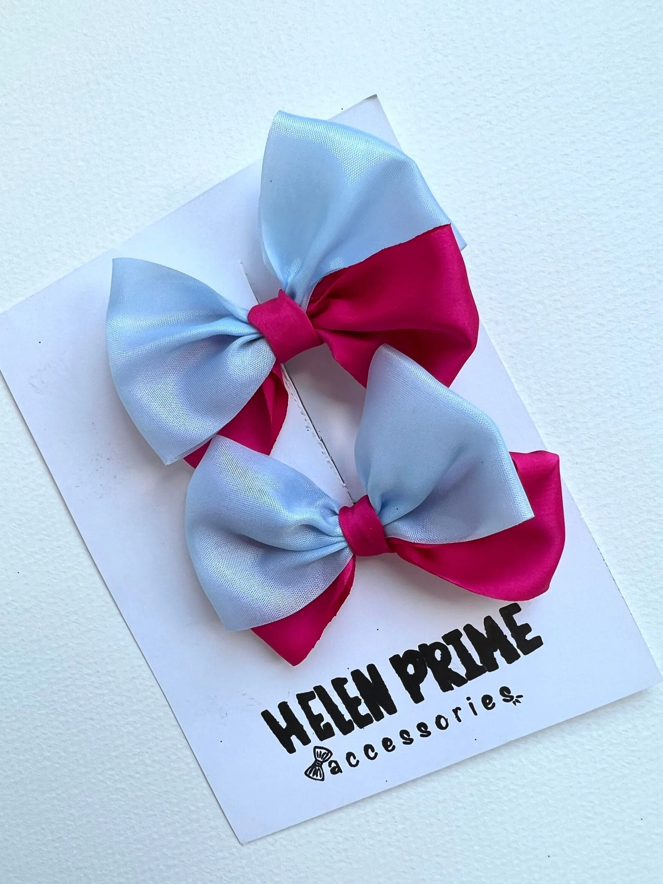 Pink and Blue Mini Pigtail Bow Set Pinwheel Baby Bow Hello 1st Grade Accessories Helen Prime