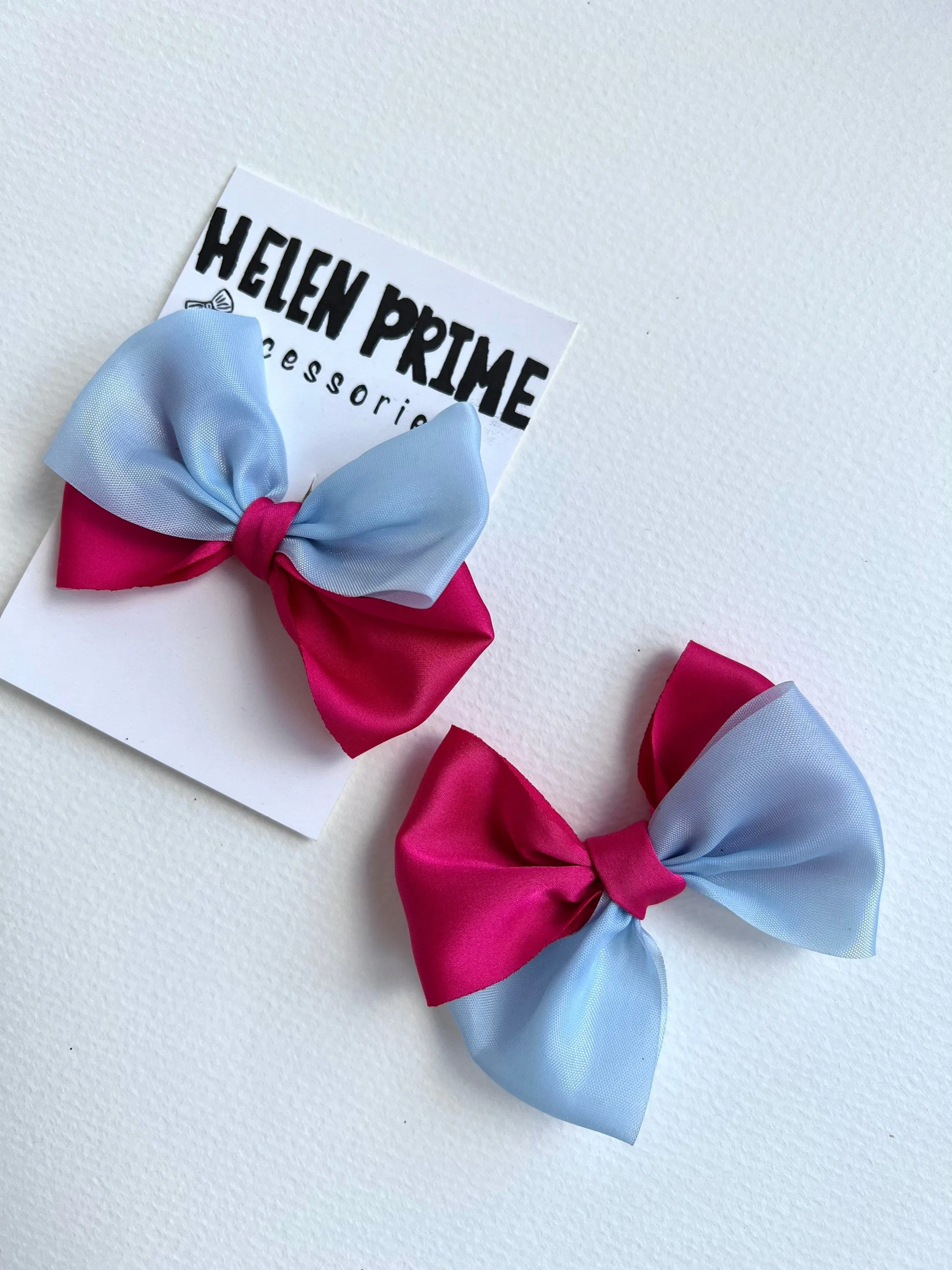 Pink and Blue Mini Pigtail Bow Set Pinwheel Baby Bow Hello 1st Grade Accessories Helen Prime