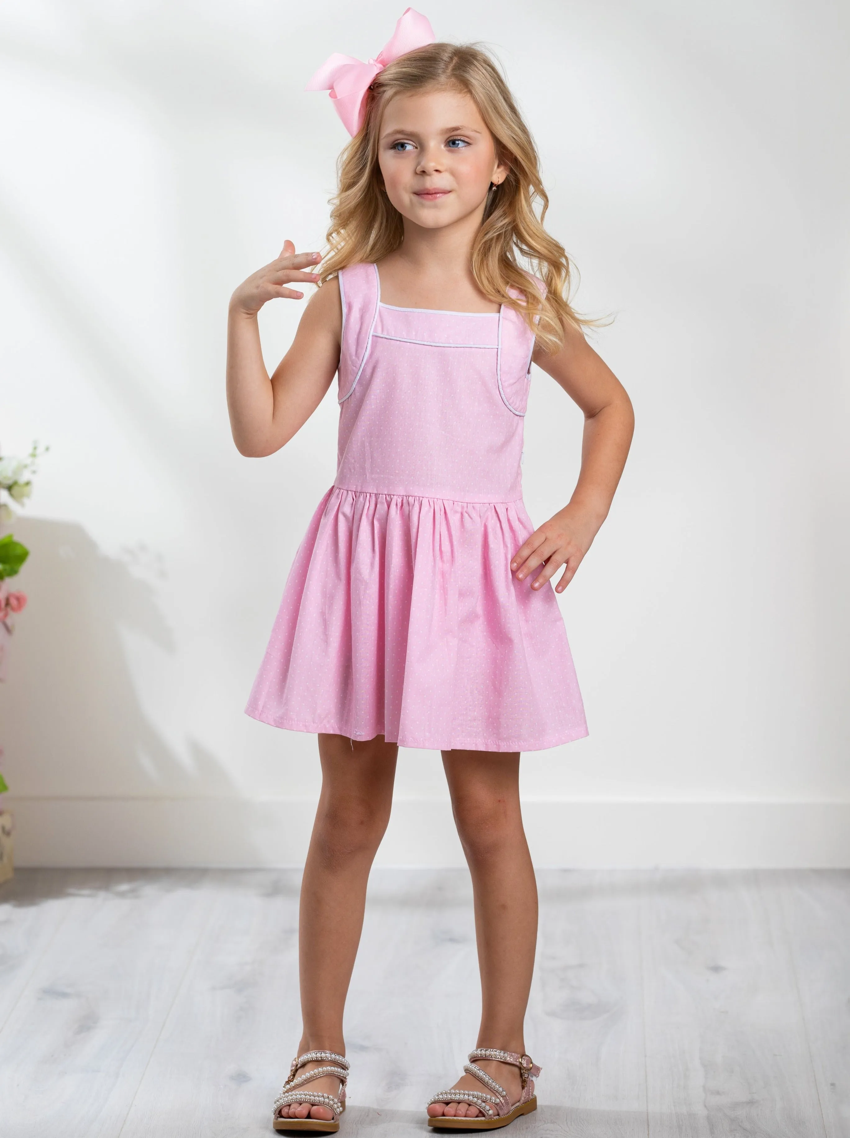 Pink Microdot Dress by Kids Couture