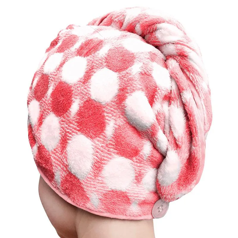 Polka High Absorbent Hair Towel (Pink) - Set Of Two